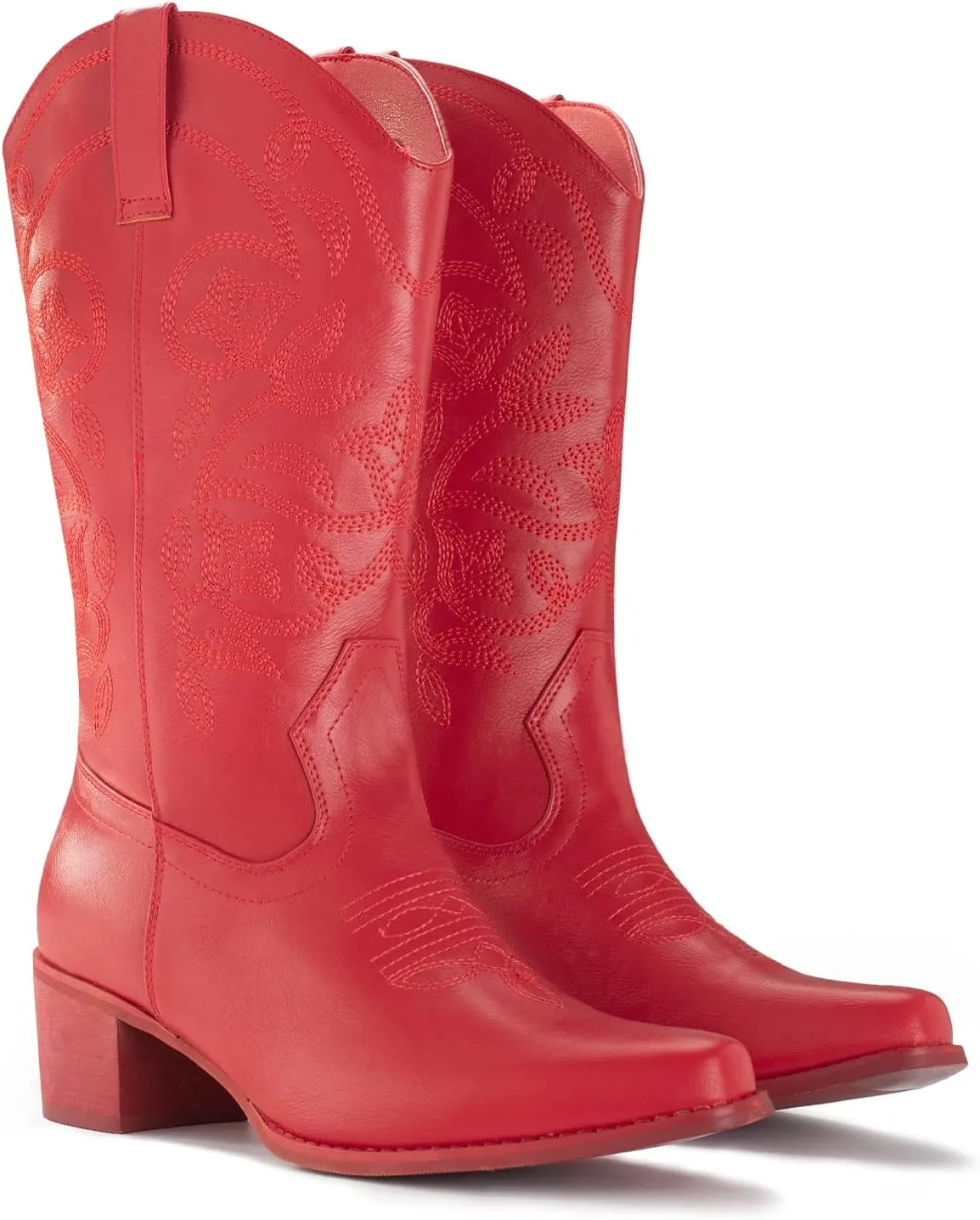 IUV Cowboy Boots For Women Pointy Toe Women's Western Boots Cowgirl Boots Mid Calf Boots