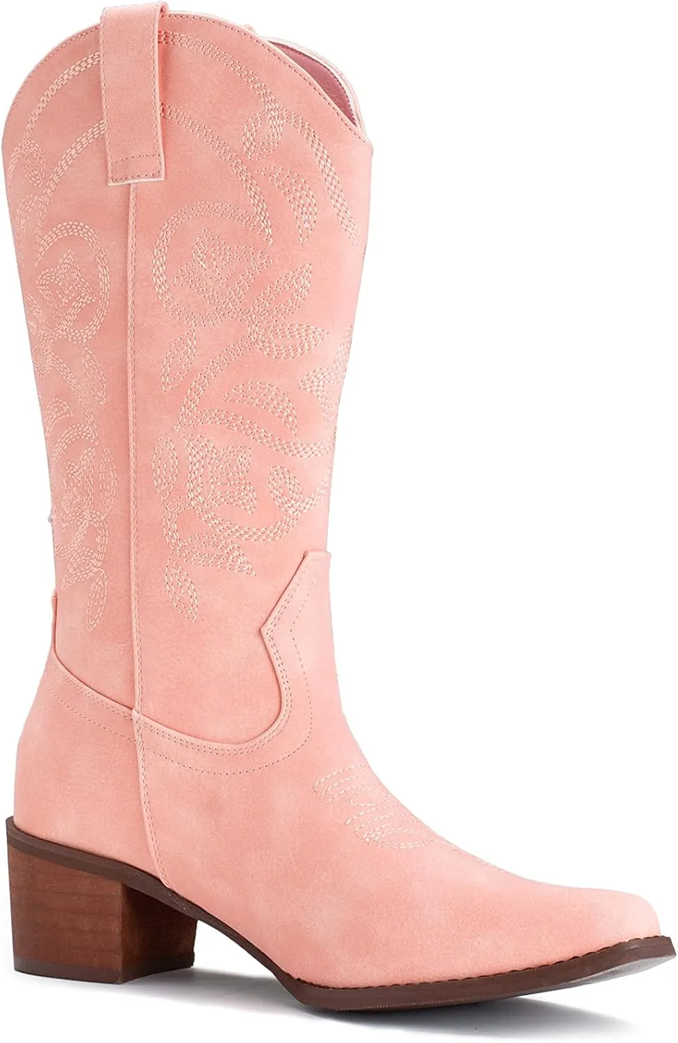 IUV Cowboy Boots For Women Pointy Toe Women's Western Boots Cowgirl Boots Mid Calf Boots