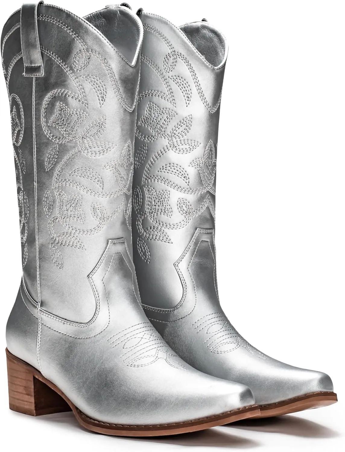 IUV Cowboy Boots For Women Pointy Toe Women's Western Boots Cowgirl Boots Mid Calf Boots