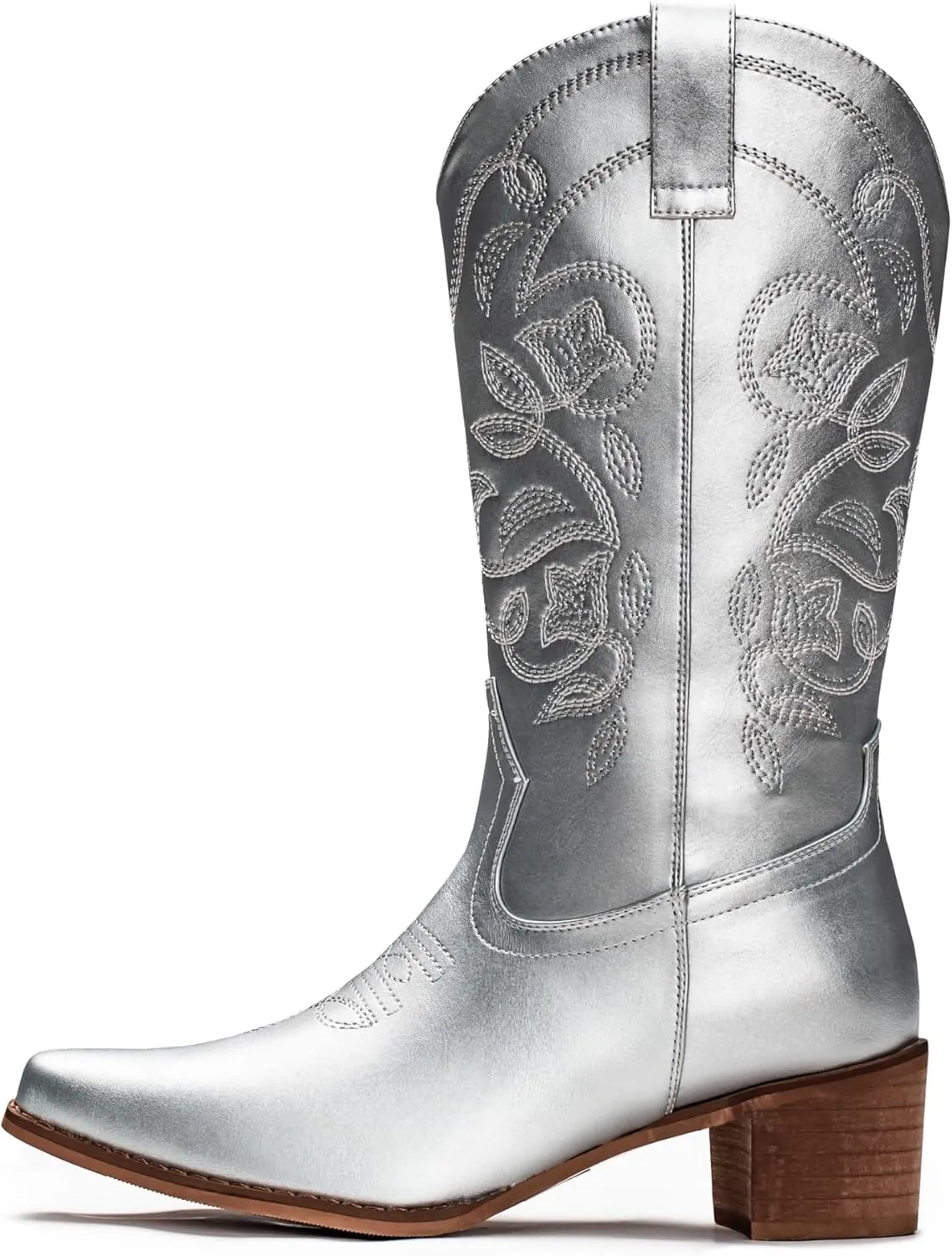 IUV Cowboy Boots For Women Pointy Toe Women's Western Boots Cowgirl Boots Mid Calf Boots