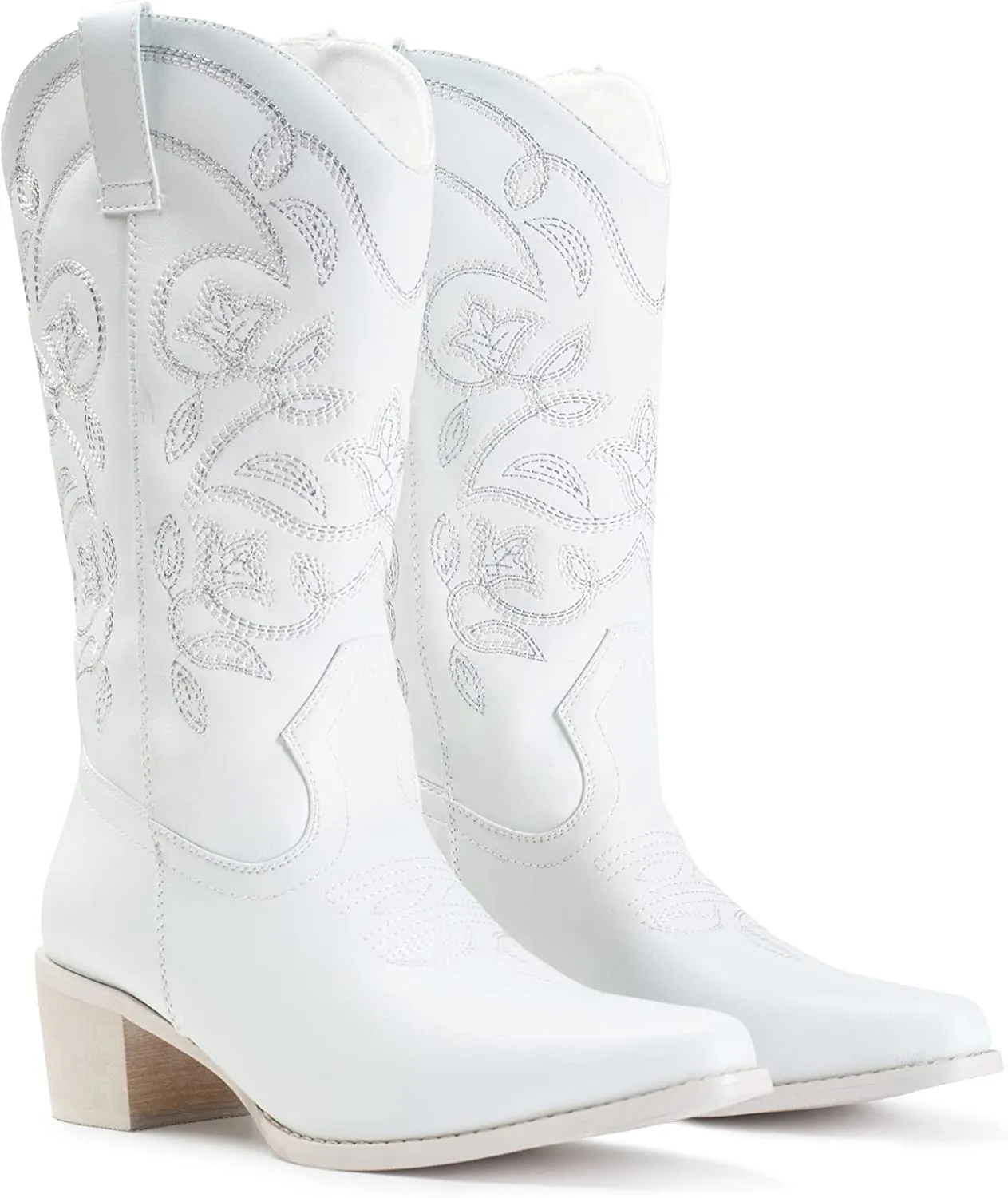 IUV Cowboy Boots For Women Pointy Toe Women's Western Boots Cowgirl Boots Mid Calf Boots