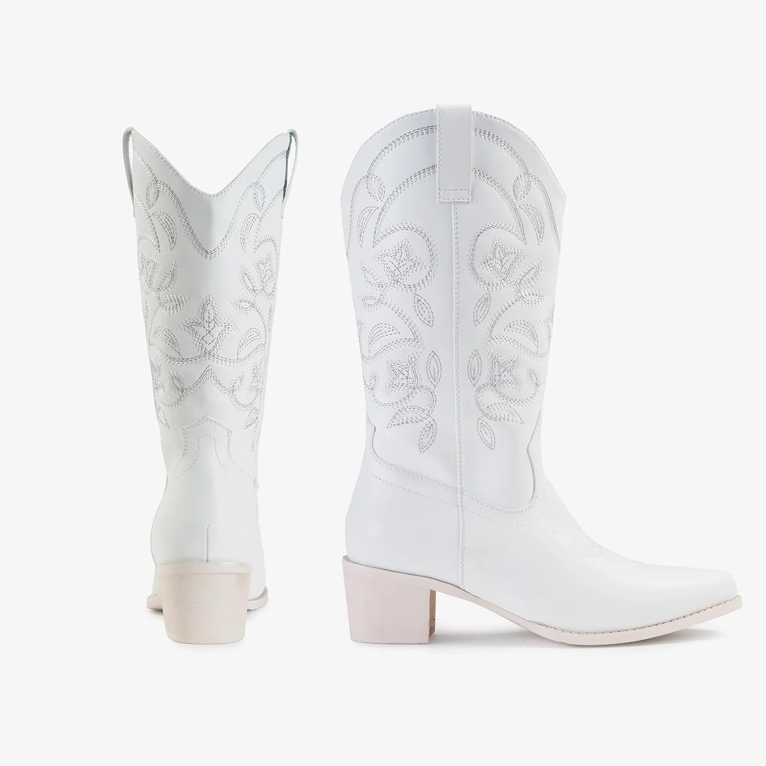 IUV Cowboy Boots For Women Pointy Toe Women's Western Boots Cowgirl Boots Mid Calf Boots