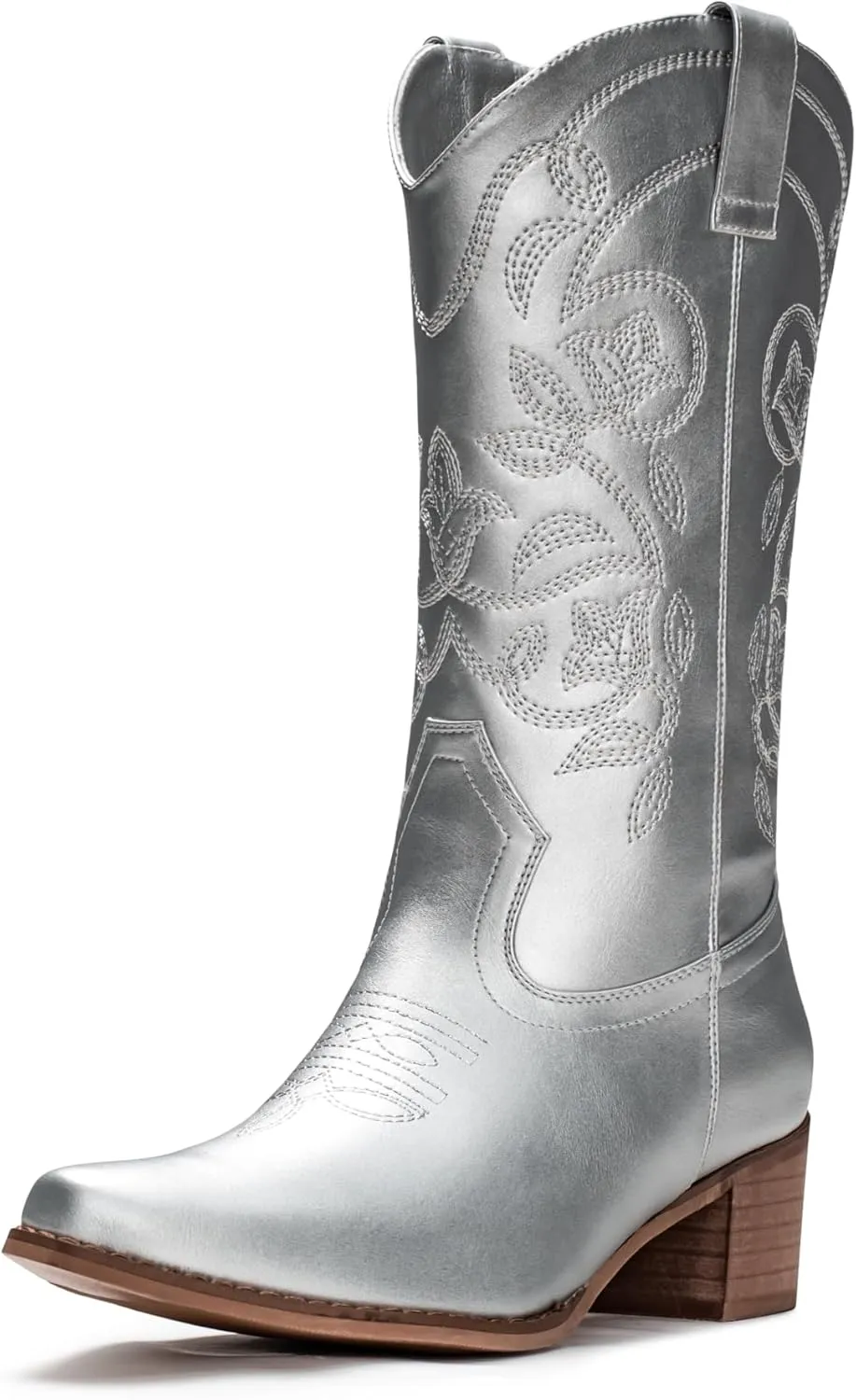 IUV Cowboy Boots For Women Pointy Toe Women's Western Boots Cowgirl Boots Mid Calf Boots