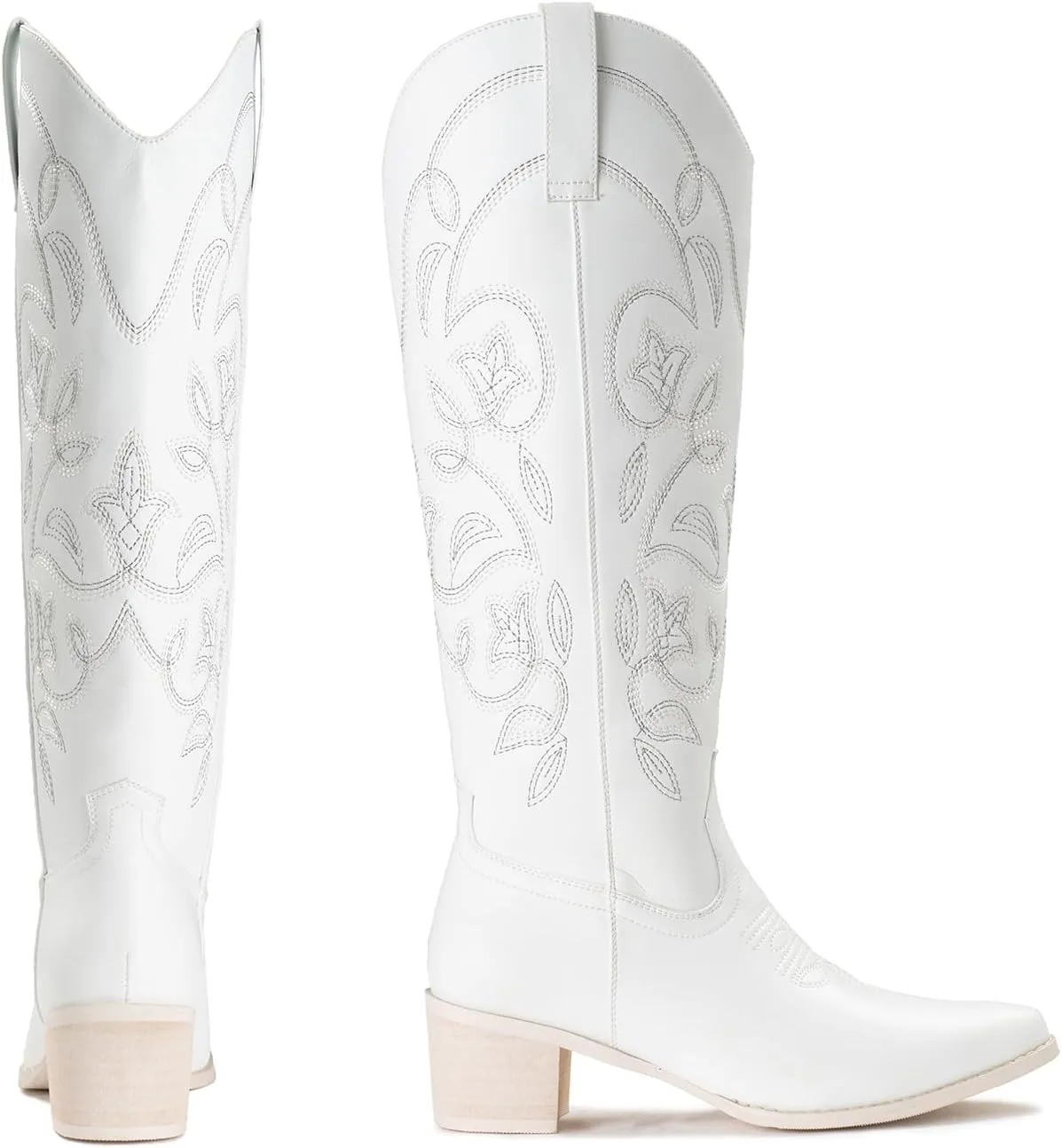 IUV Cowboy Boots For Women Pointy Toe Women's Western Boots Cowgirl Boots Mid Calf Boots