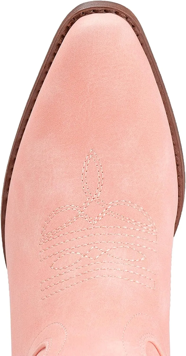 IUV Cowboy Boots For Women Pointy Toe Women's Western Boots Cowgirl Boots Mid Calf Boots