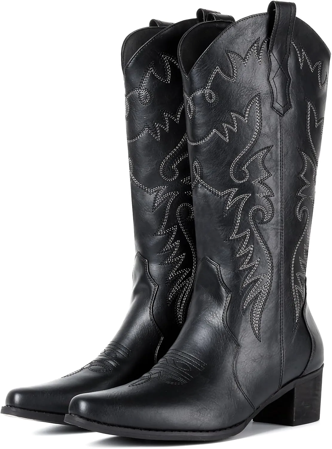 IXU Cowboy Boots Women Pointy Toe Women's Mid Calf Western Cowgirl Boots