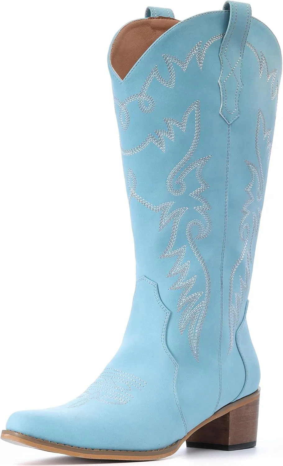 IXU Cowboy Boots Women Pointy Toe Women's Mid Calf Western Cowgirl Boots