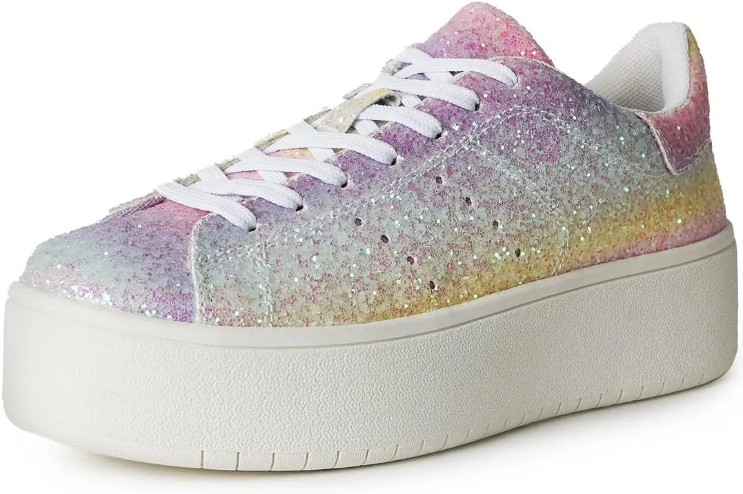 J. Adams Hero Platform Sneakers for Women - Casual Lace Up Fashion Tennis Shoes