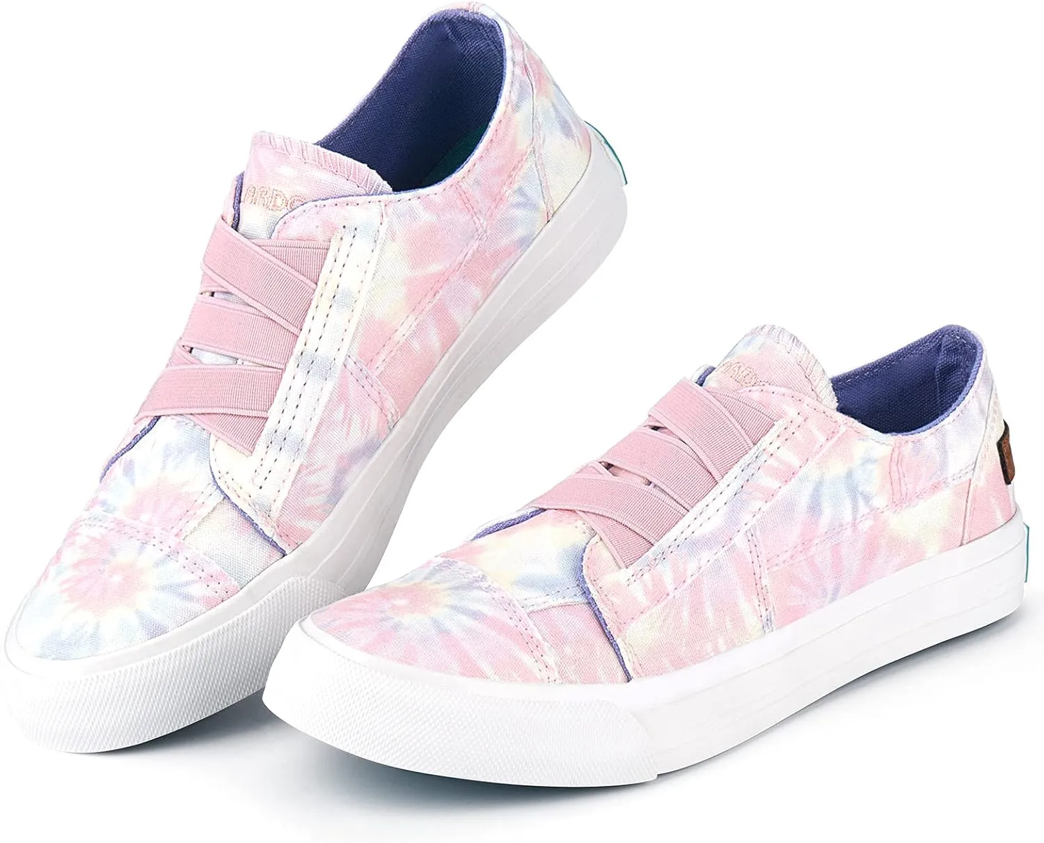 JENN ARDOR Women's Stylish Slip On Sneakers No Laces Elastic Low Top Canvas Sneakers Trendy Flats Comfortable Casual Walking Shoes