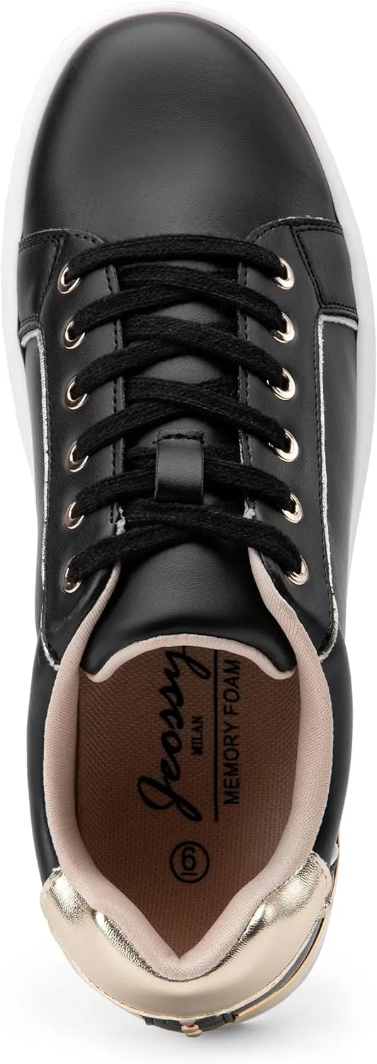 Jeossy Women's 8020 Fashion Sneakers, Casual Trendy Dress Lace up Walking Shoes with Memory Foam
