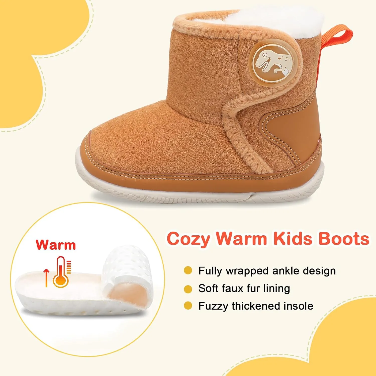 JIASUQI Baby Toddler Boots Warm Winter Boots Slippers for Toddler Boys Girls