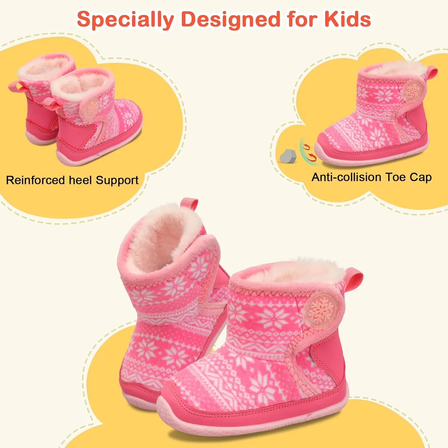 JIASUQI Baby Toddler Boots Warm Winter Boots Slippers for Toddler Boys Girls