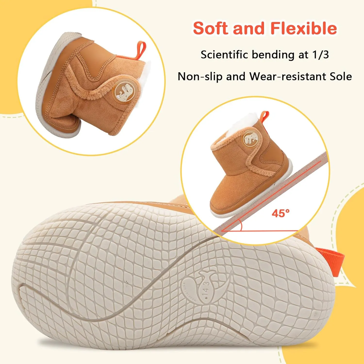 JIASUQI Baby Toddler Boots Warm Winter Boots Slippers for Toddler Boys Girls
