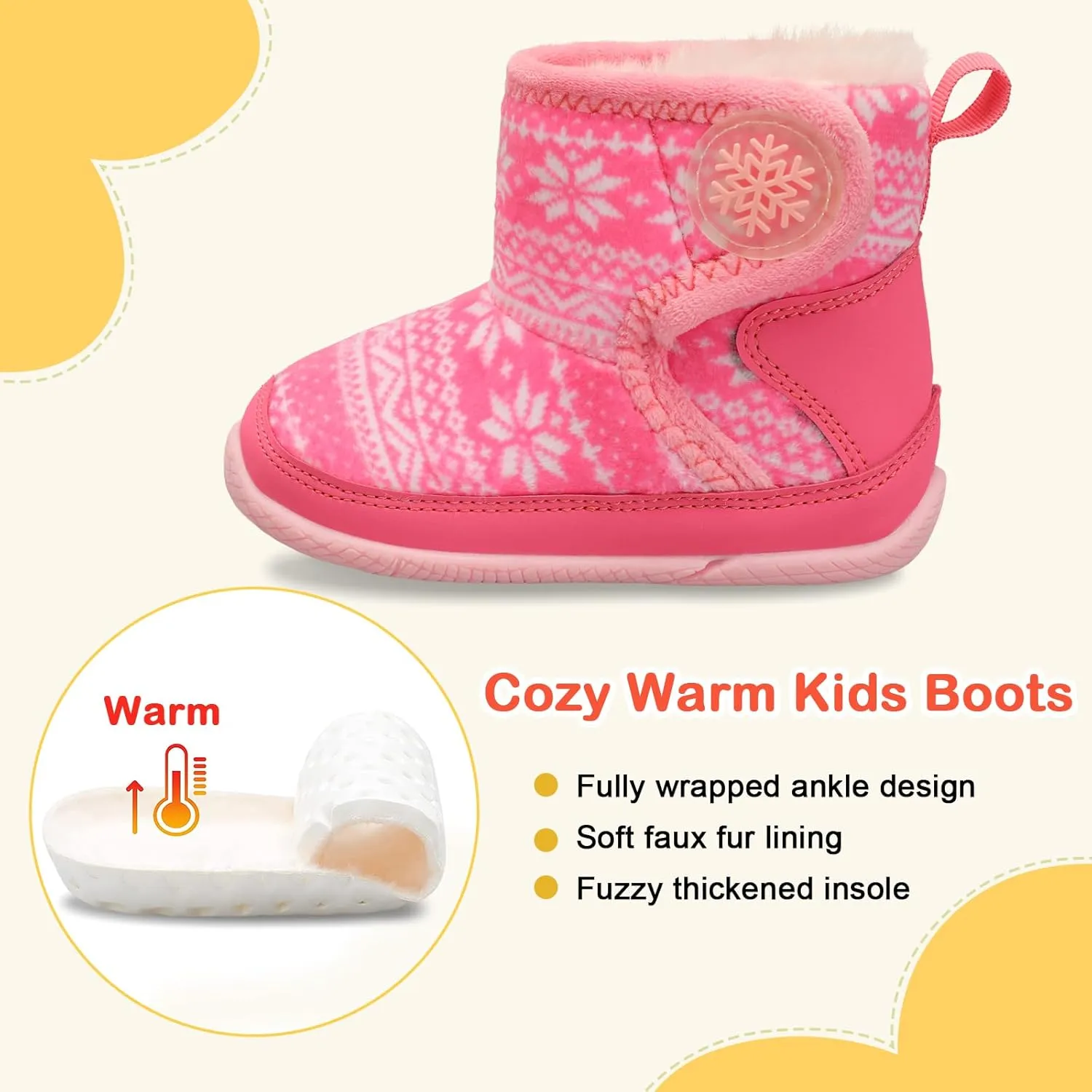 JIASUQI Baby Toddler Boots Warm Winter Boots Slippers for Toddler Boys Girls