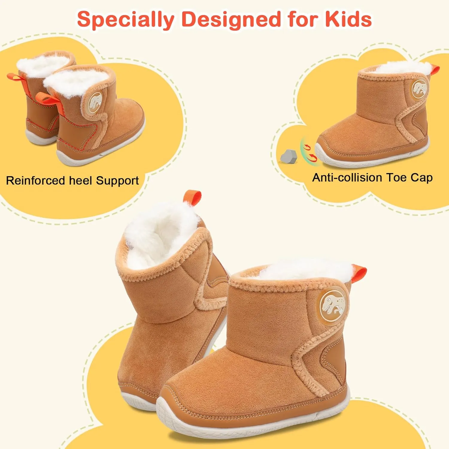 JIASUQI Baby Toddler Boots Warm Winter Boots Slippers for Toddler Boys Girls