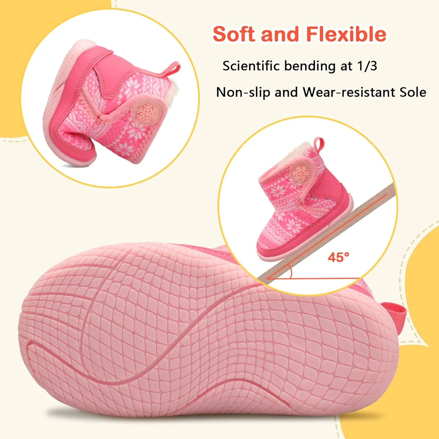JIASUQI Baby Toddler Boots Warm Winter Boots Slippers for Toddler Boys Girls