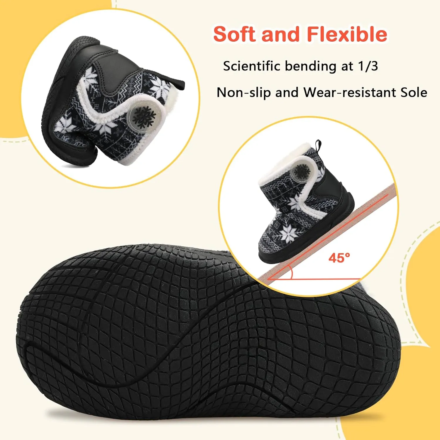 JIASUQI Baby Toddler Boots Warm Winter Boots Slippers for Toddler Boys Girls