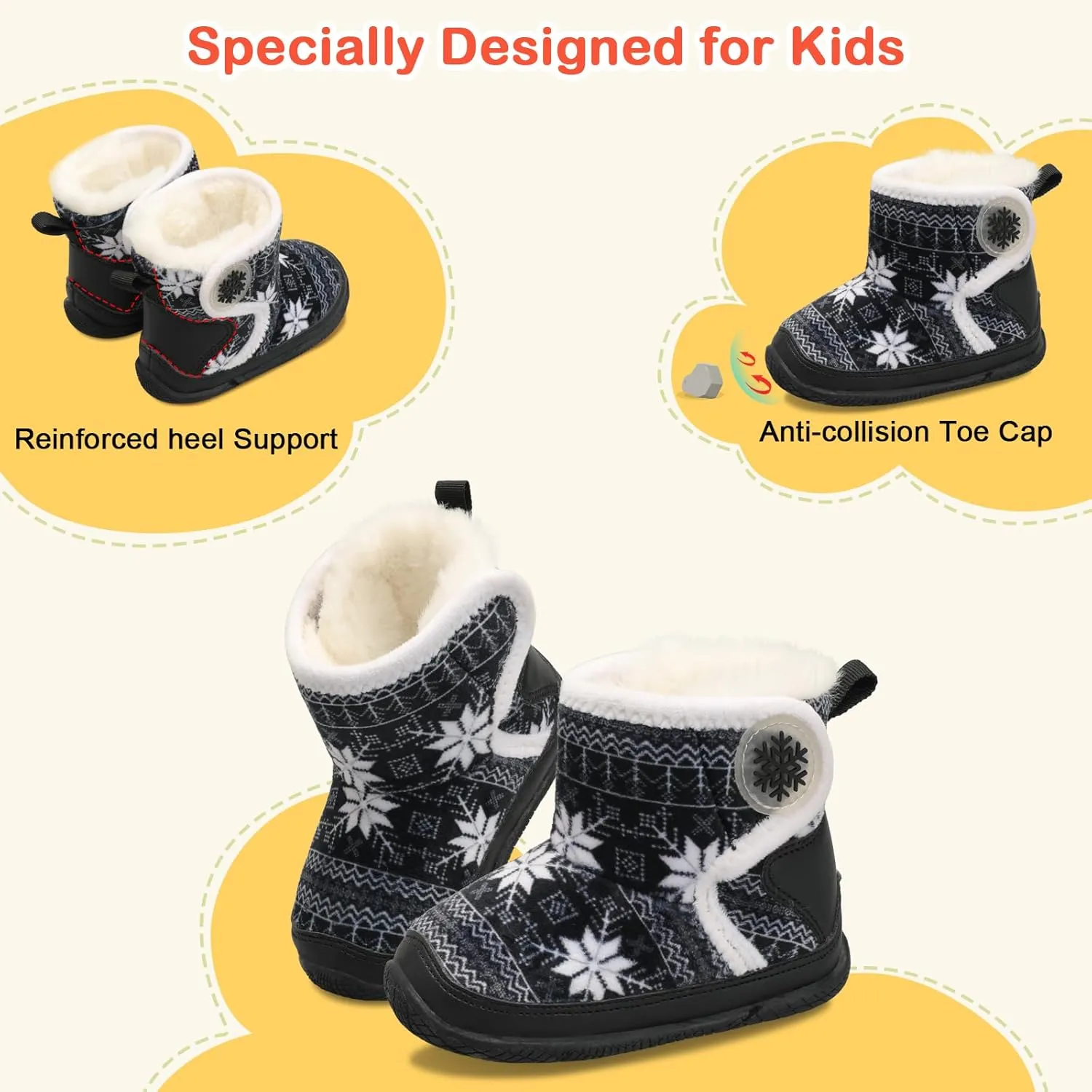 JIASUQI Baby Toddler Boots Warm Winter Boots Slippers for Toddler Boys Girls