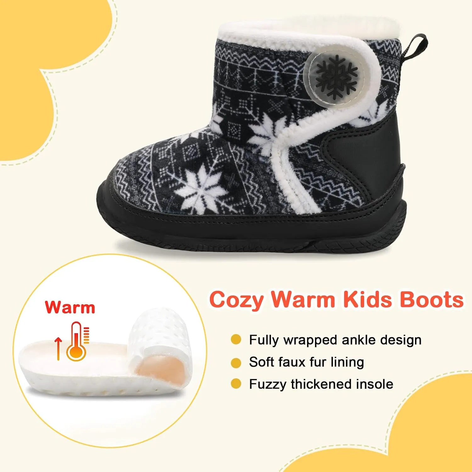 JIASUQI Baby Toddler Boots Warm Winter Boots Slippers for Toddler Boys Girls