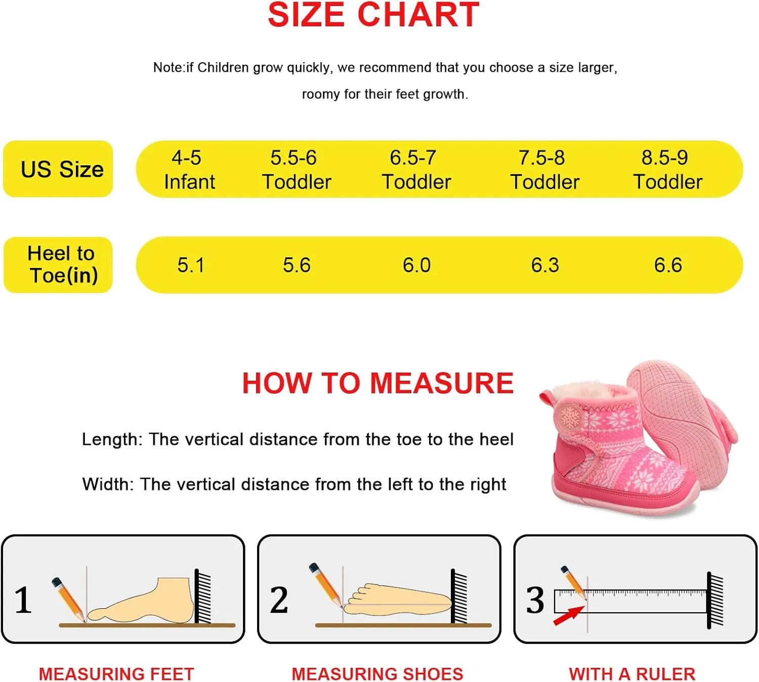 JIASUQI Baby Toddler Boots Warm Winter Boots Slippers for Toddler Boys Girls