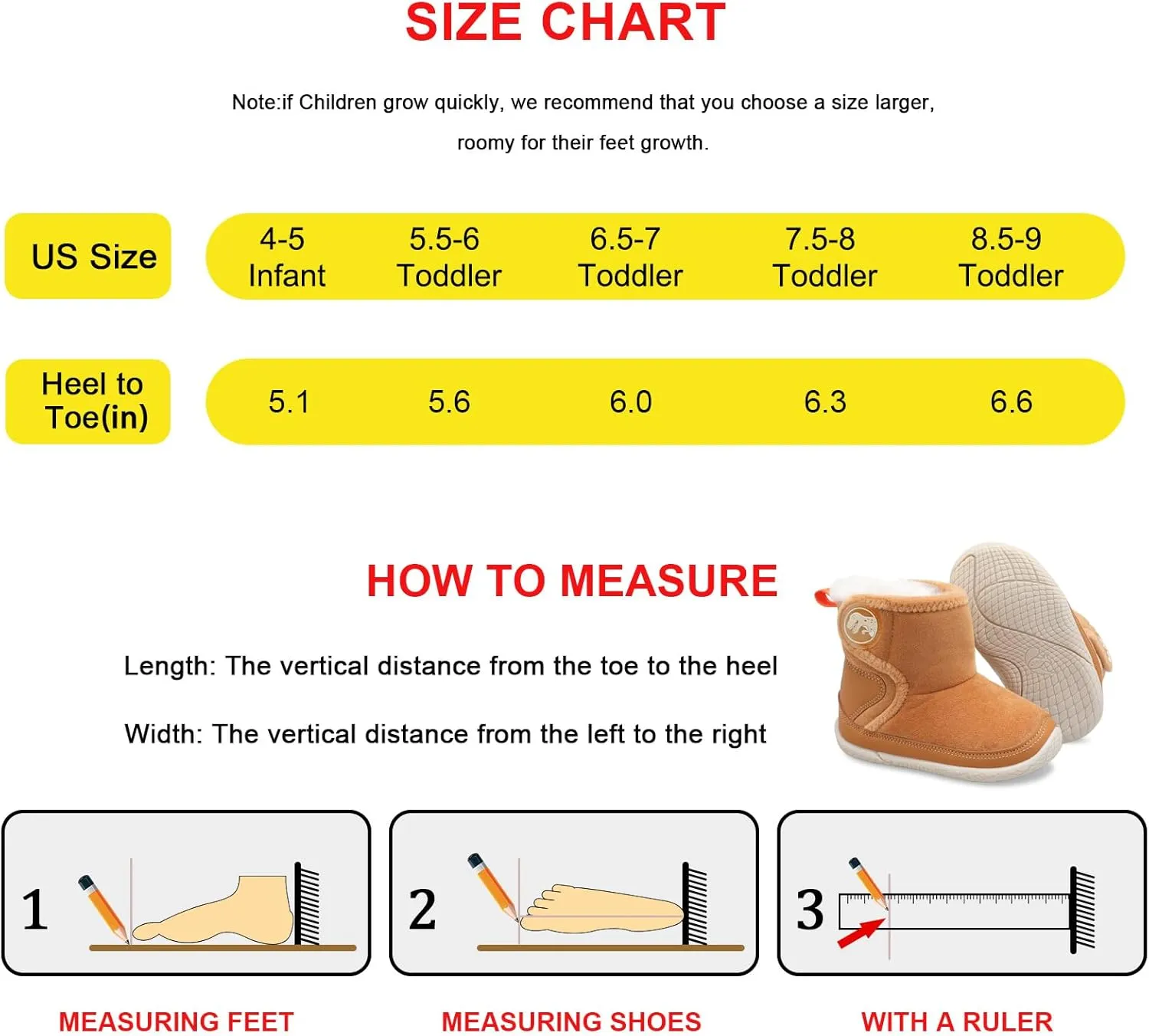 JIASUQI Baby Toddler Boots Warm Winter Boots Slippers for Toddler Boys Girls