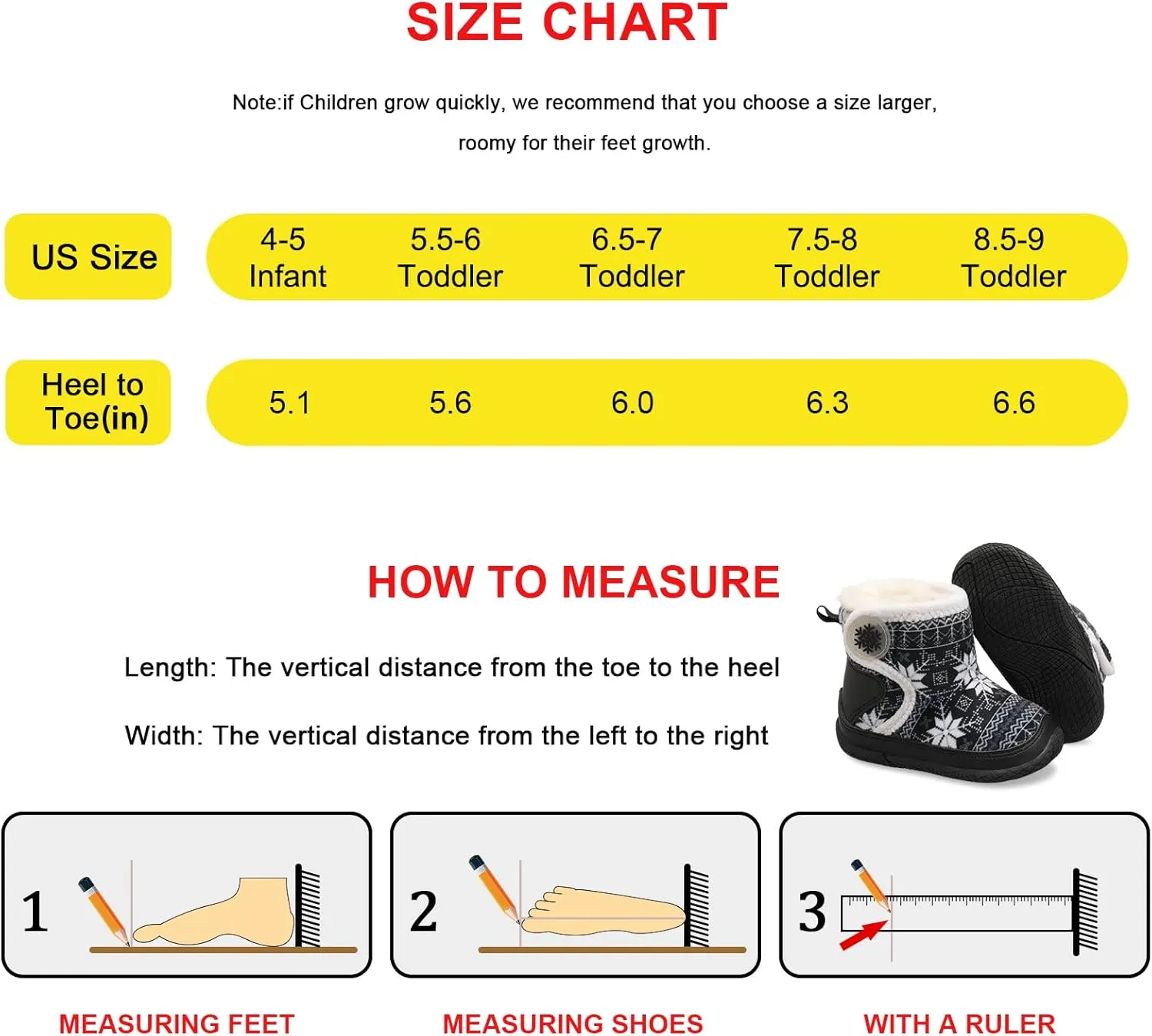 JIASUQI Baby Toddler Boots Warm Winter Boots Slippers for Toddler Boys Girls