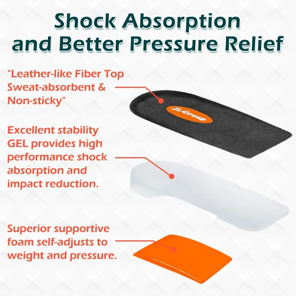 JL-Group Orthopedic Heel Inserts, Shock Absorption and Heel Support Insoles for Achilles Tendonitis, Plantar Fasciitis, Heel Lifts Cushions for Heel Pain Relief (Small: Women 6-9, Men 6-7.5)