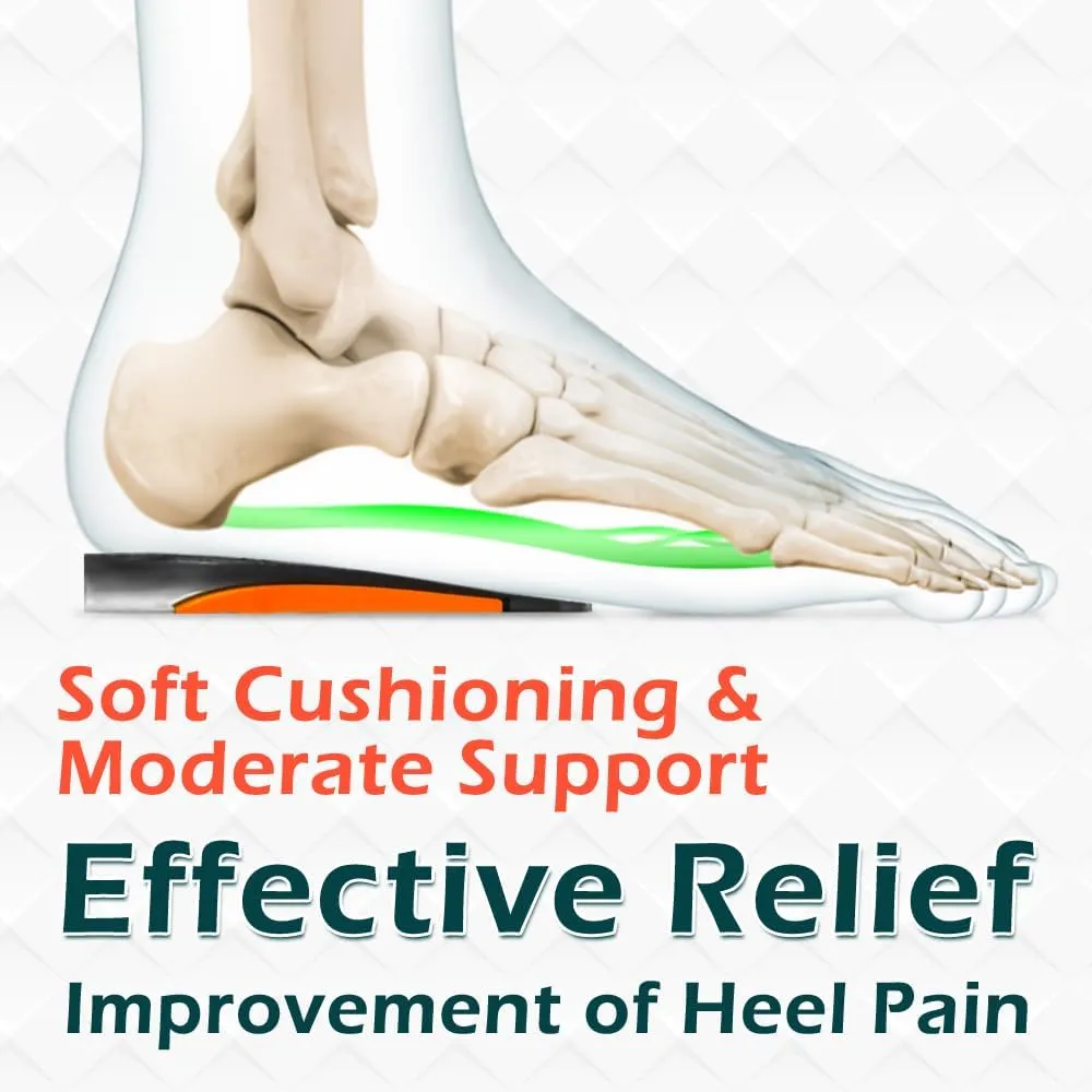 JL-Group Orthopedic Heel Inserts, Shock Absorption and Heel Support Insoles for Achilles Tendonitis, Plantar Fasciitis, Heel Lifts Cushions for Heel Pain Relief (Small: Women 6-9, Men 6-7.5)