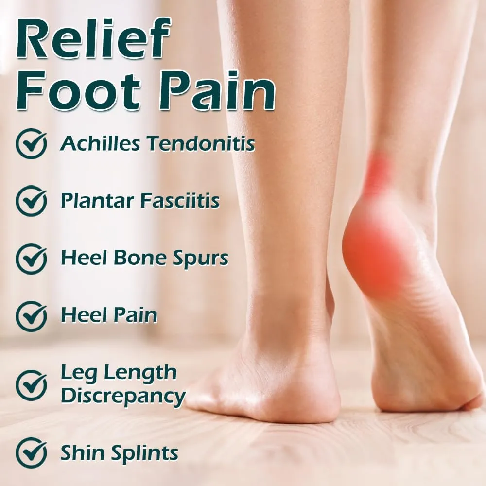 JL-Group Orthopedic Heel Inserts, Shock Absorption and Heel Support Insoles for Achilles Tendonitis, Plantar Fasciitis, Heel Lifts Cushions for Heel Pain Relief (Small: Women 6-9, Men 6-7.5)