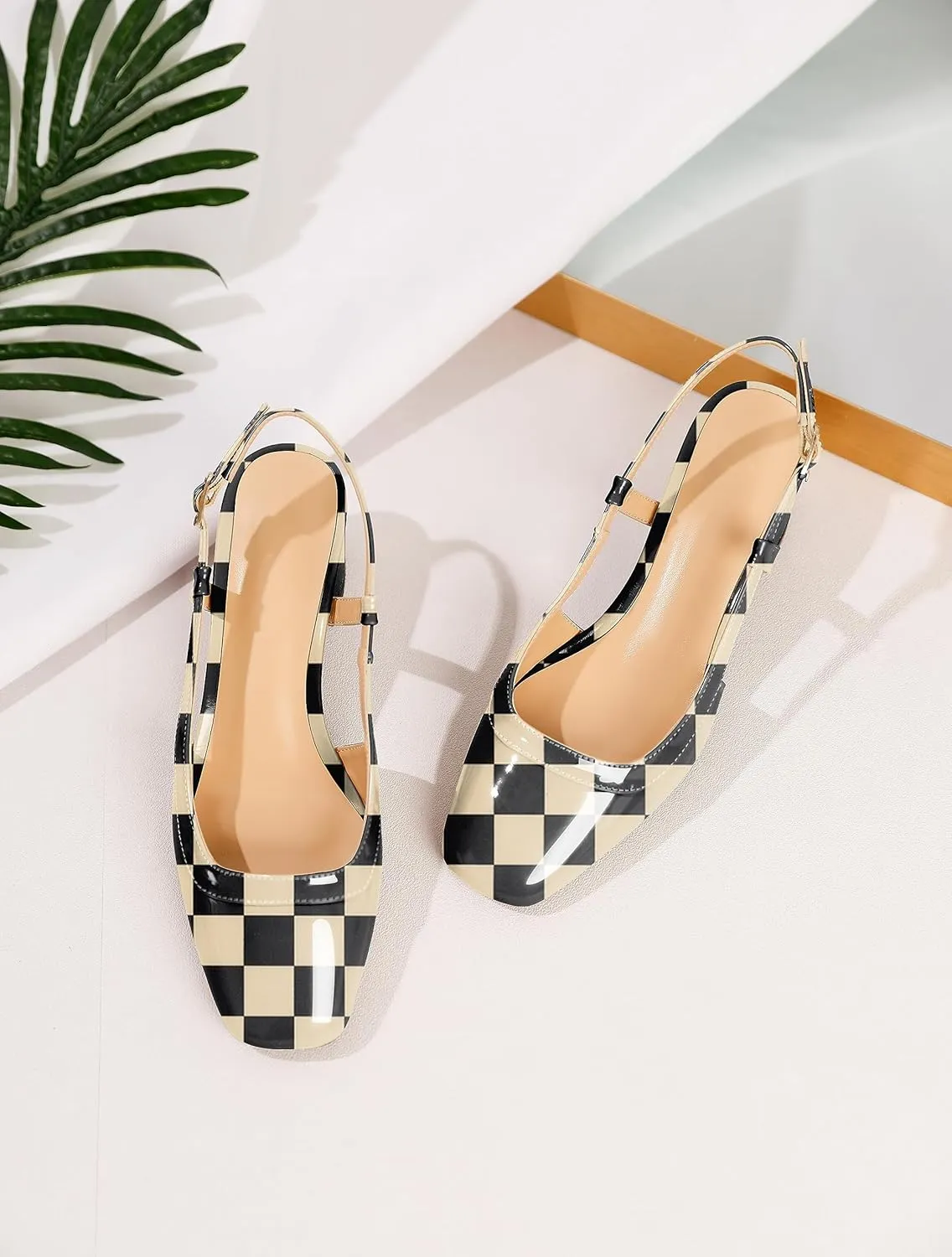 Joseywade Slingback Low Block Chunky Heels Pumps 2 Inch Closed Square Toe Shoes Women Heeled Sandals