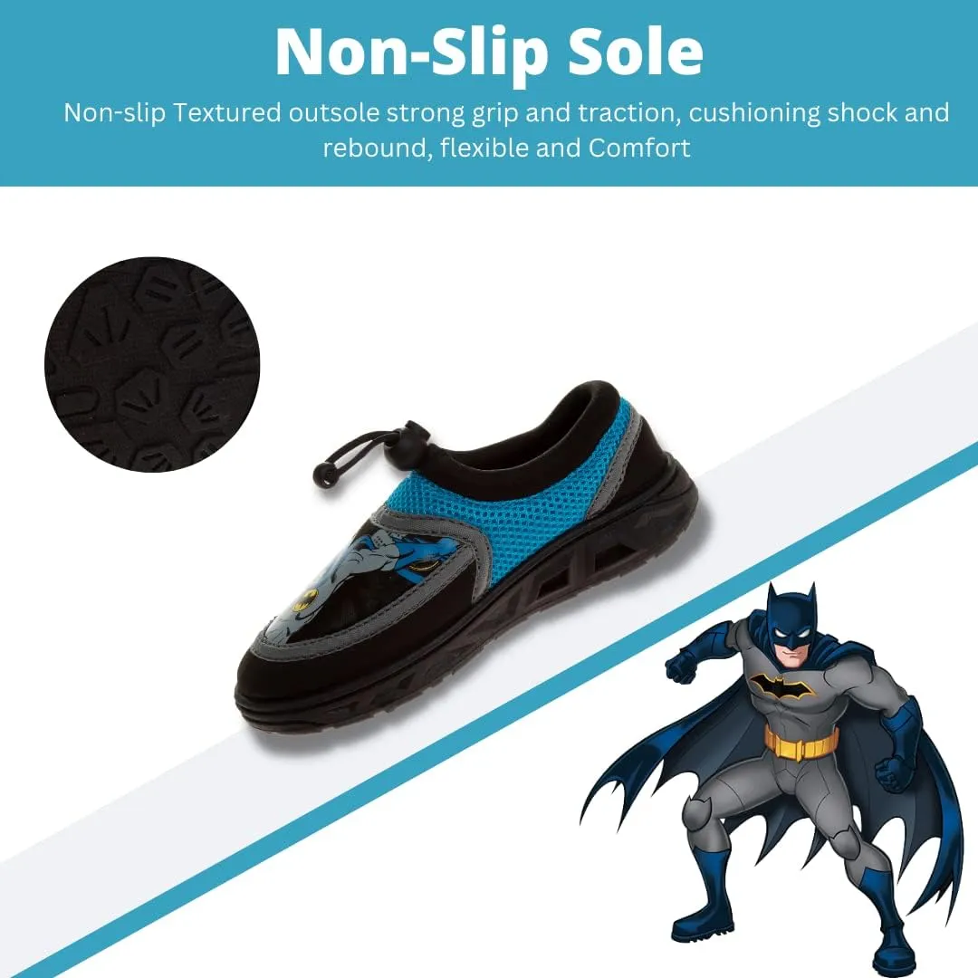 Josmo Boy's Batman Water Shoes-Aqua Socks for Kids-Sandals Waterproof Sport Summer Slip-on Character Superhero Comics Outdoor Beach Pool Slides Swim Slippers