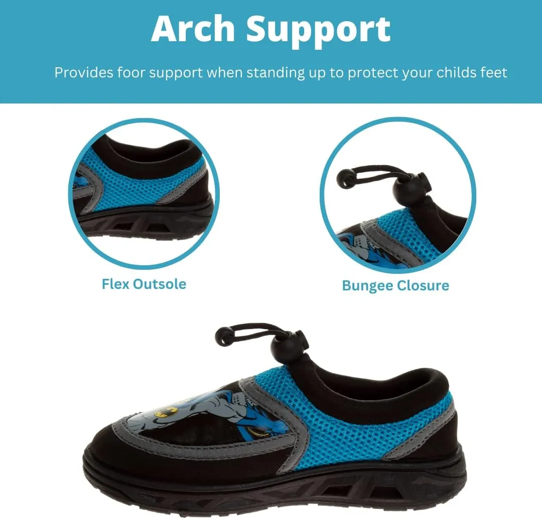 Josmo Boy's Batman Water Shoes-Aqua Socks for Kids-Sandals Waterproof Sport Summer Slip-on Character Superhero Comics Outdoor Beach Pool Slides Swim Slippers