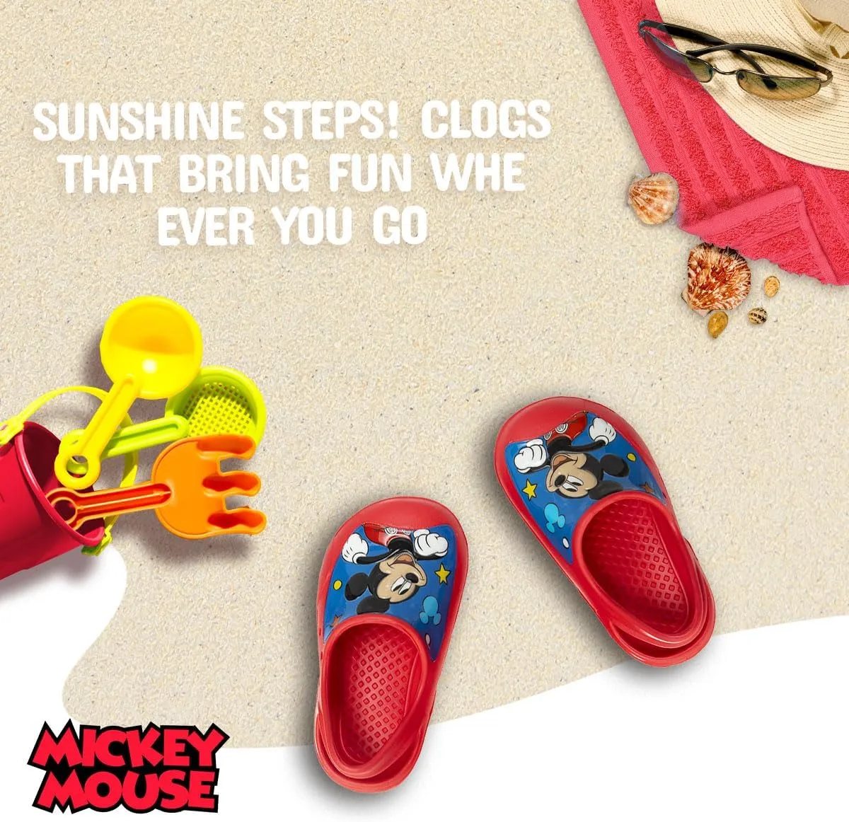 Josmo Boys Clog Water Slides Mickey Mouse Cars Paw Patrol Summer Sandal Kids Pool Shoes Backstrap Closed Toe Sport Athletic Character Slip On Clogs (Size 5-12 Toddler/Little Kid)