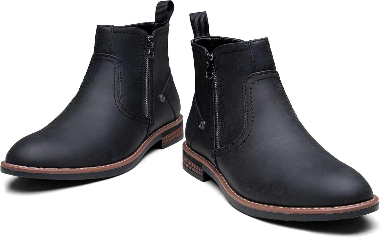 Jousen Mens Chukka Boots Side Zipper Causal Pull On Dress Boots For Men