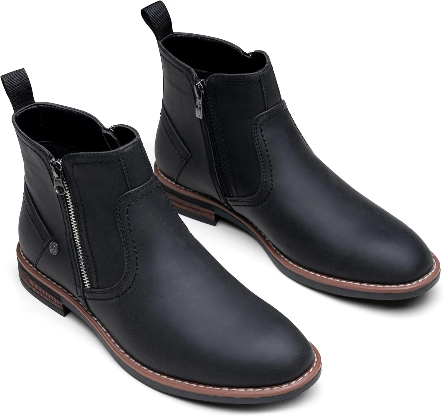 Jousen Mens Chukka Boots Side Zipper Causal Pull On Dress Boots For Men