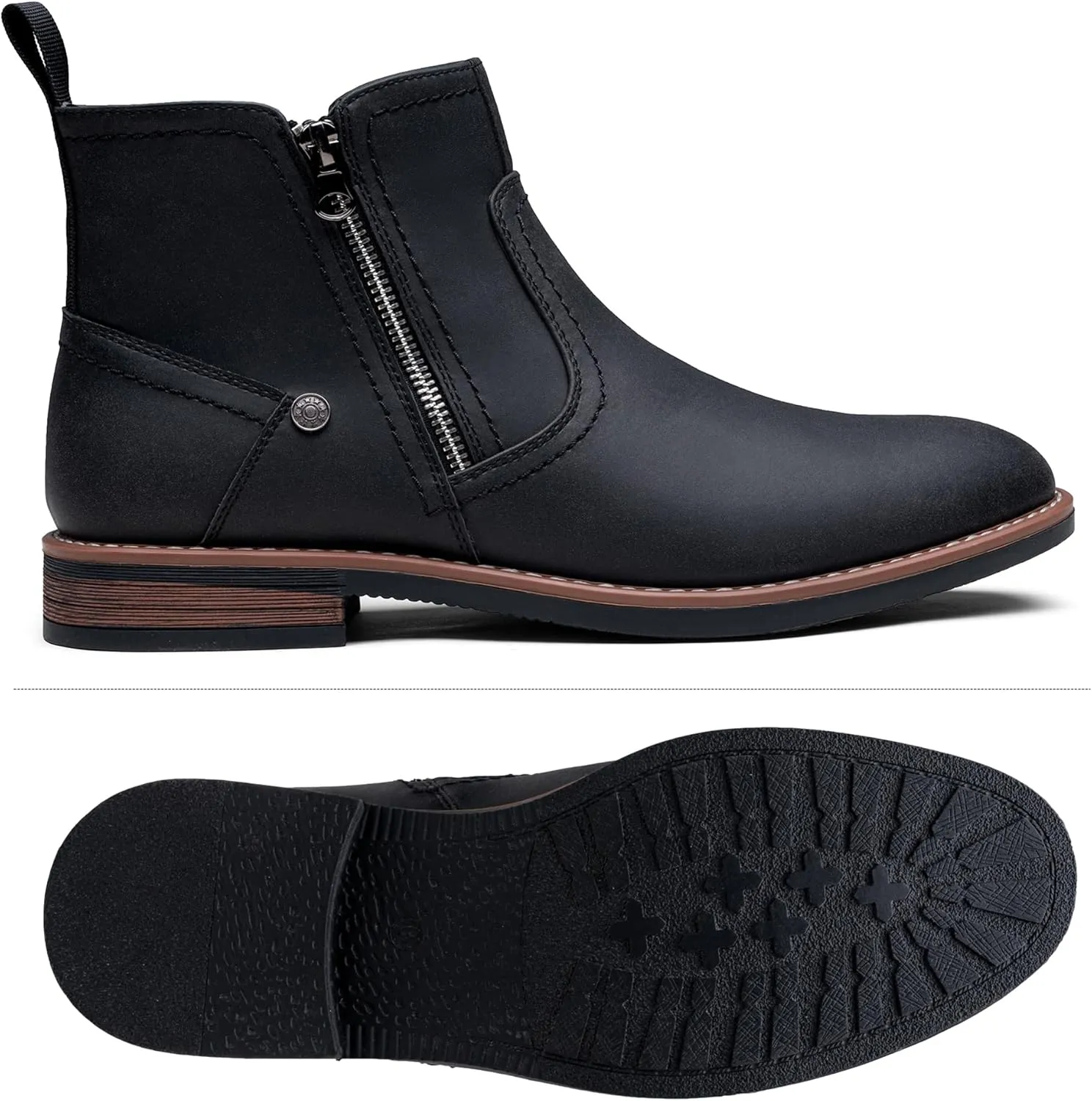Jousen Mens Chukka Boots Side Zipper Causal Pull On Dress Boots For Men
