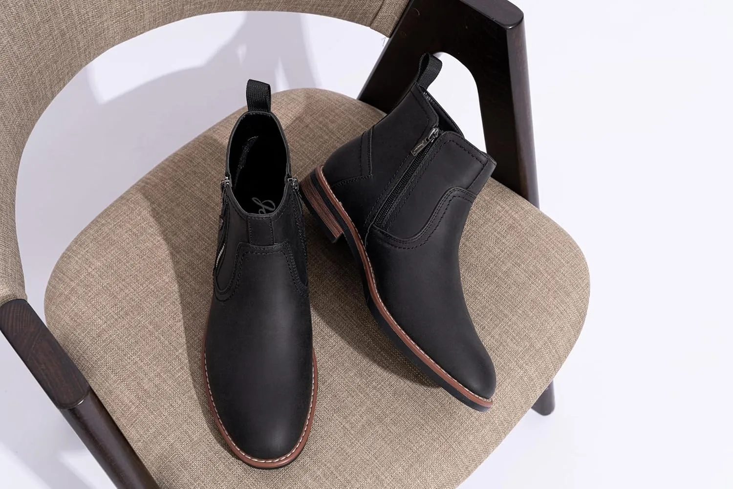 Jousen Mens Chukka Boots Side Zipper Causal Pull On Dress Boots For Men