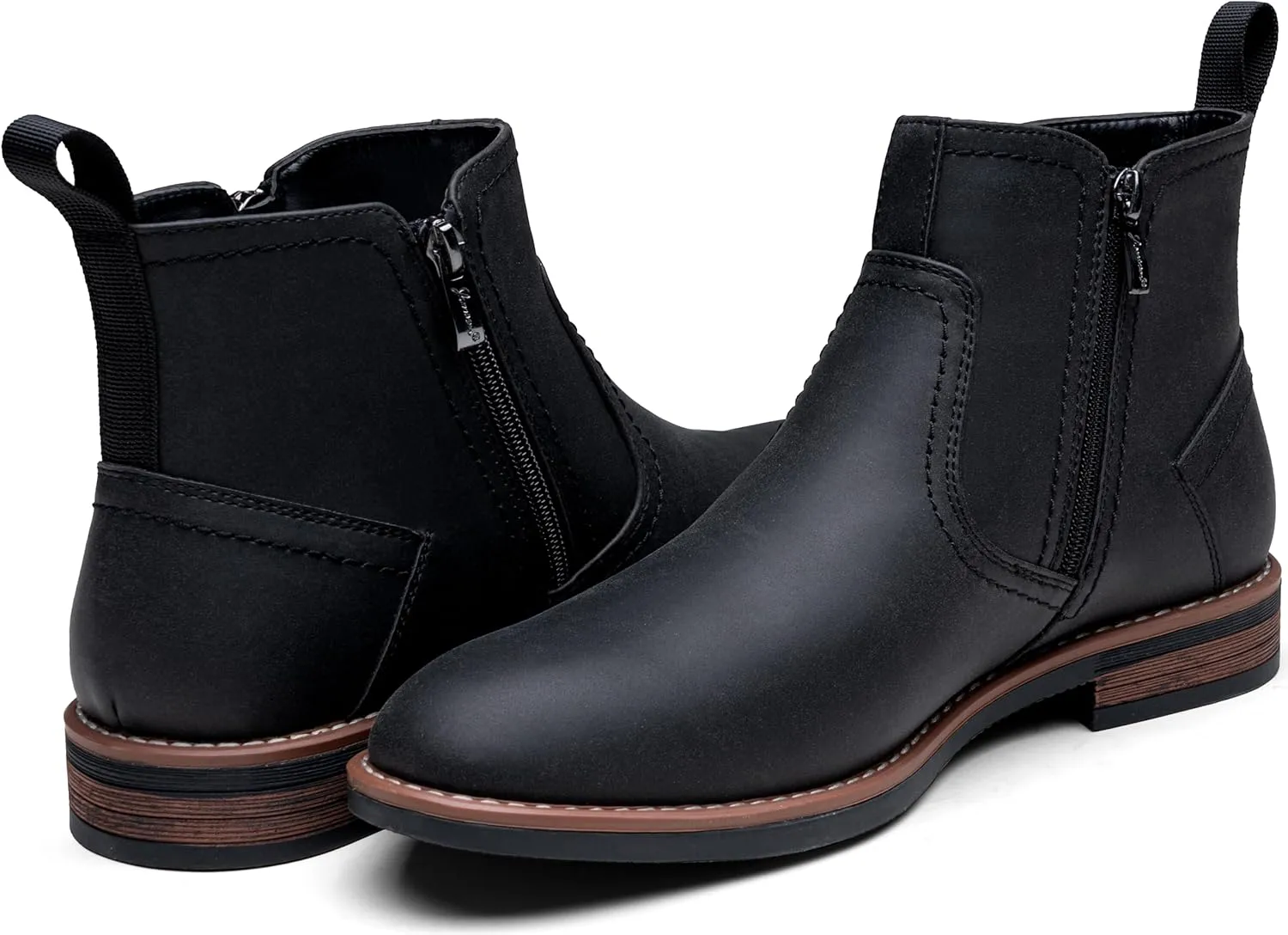 Jousen Mens Chukka Boots Side Zipper Causal Pull On Dress Boots For Men