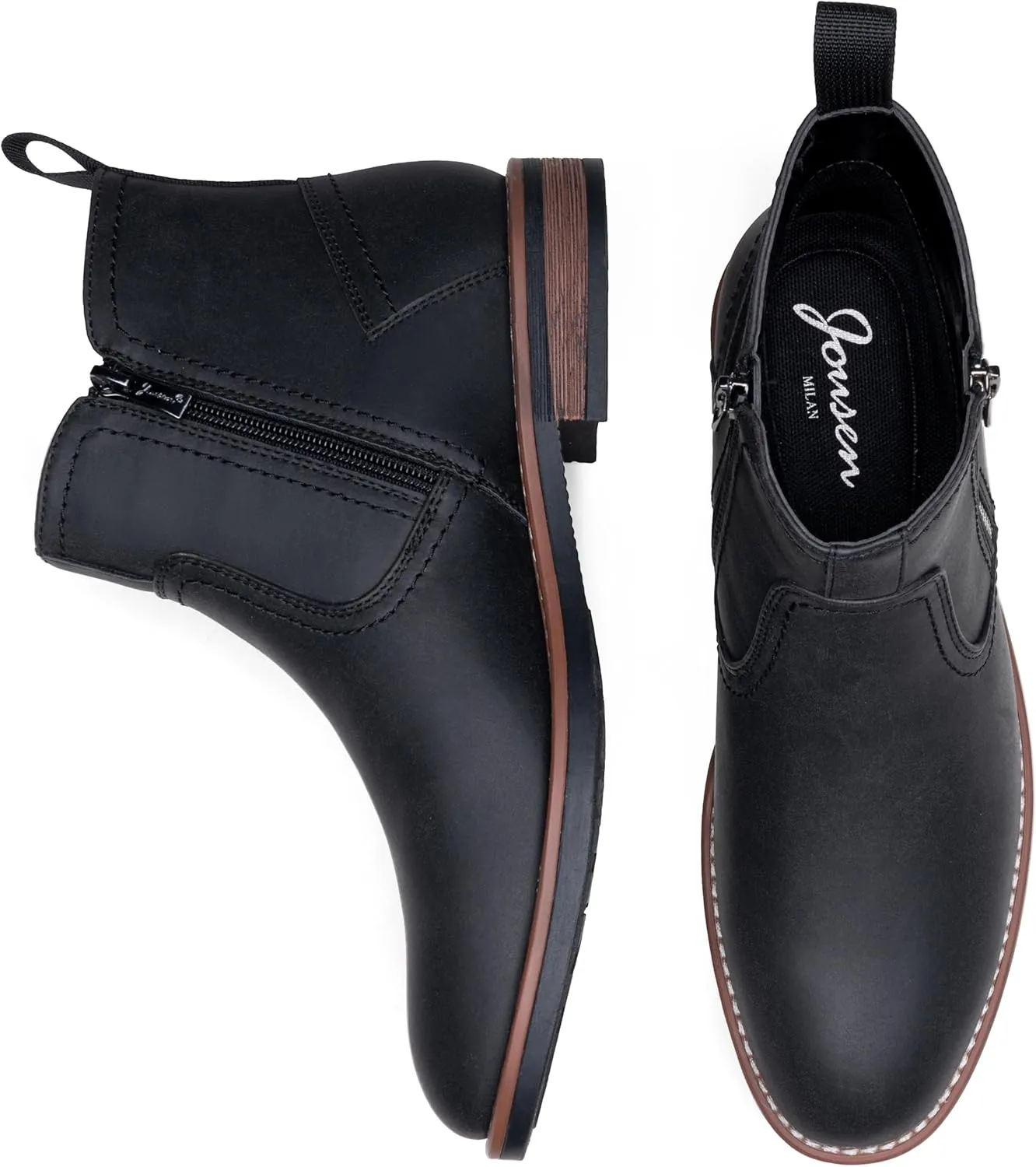 Jousen Mens Chukka Boots Side Zipper Causal Pull On Dress Boots For Men