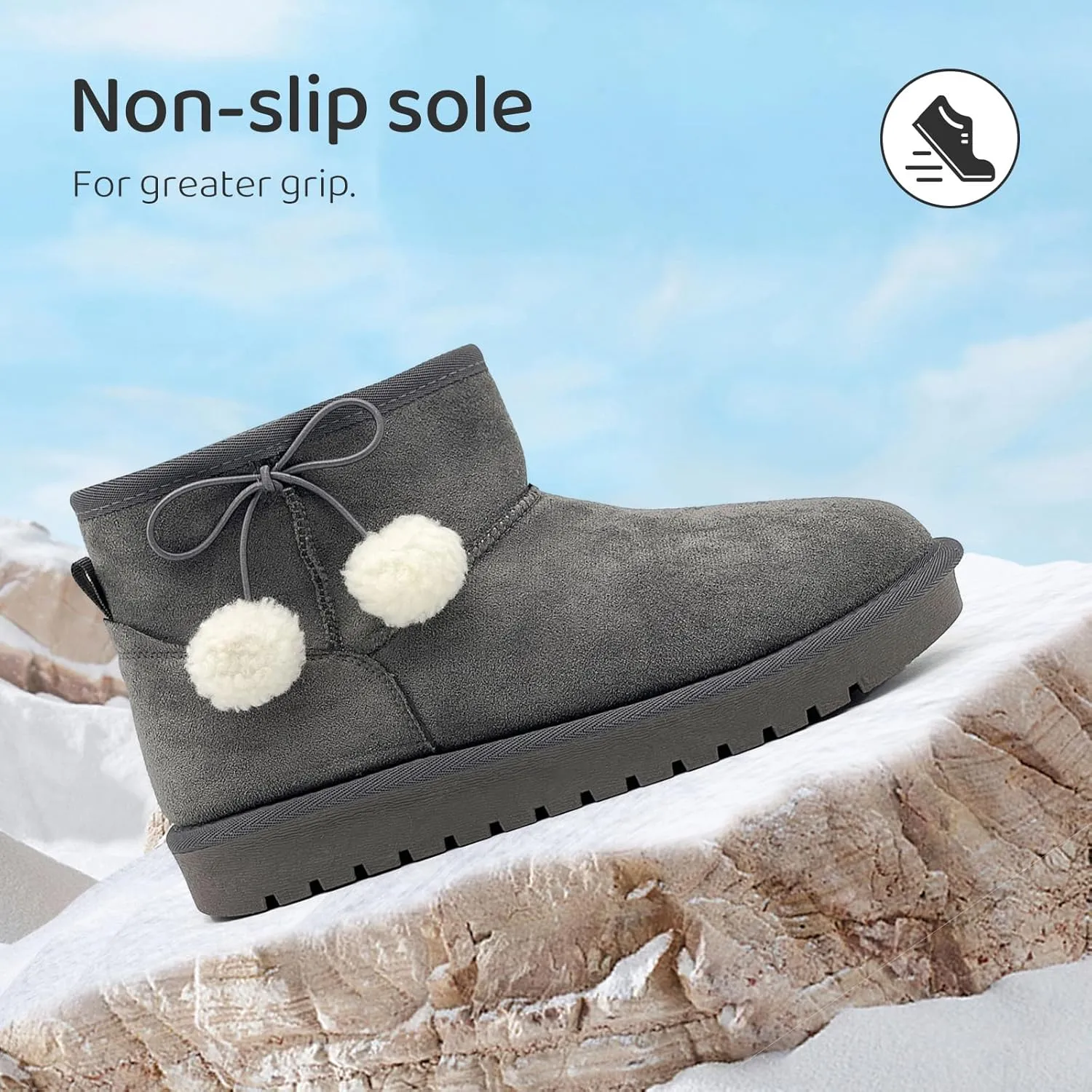 Kids Snow Boots for Girls Boys Comfy Warm Fur Lined Winter Boots Lightweight Slip On Fuzzy Ankle Boot (Little/Big Kids)