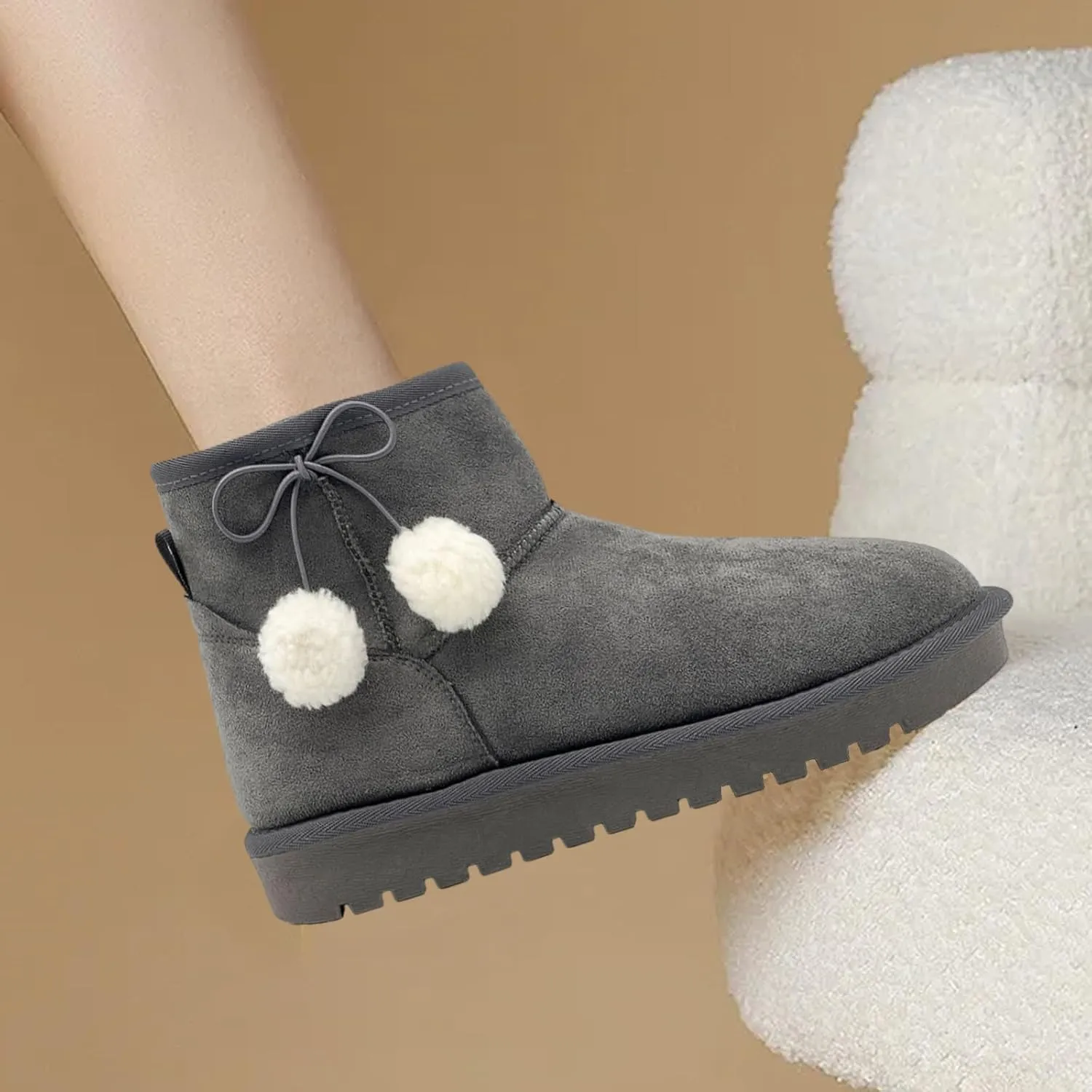 Kids Snow Boots for Girls Boys Comfy Warm Fur Lined Winter Boots Lightweight Slip On Fuzzy Ankle Boot (Little/Big Kids)