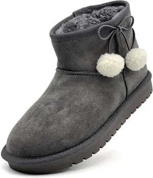 Kids Snow Boots for Girls Boys Comfy Warm Fur Lined Winter Boots Lightweight Slip On Fuzzy Ankle Boot (Little/Big Kids)