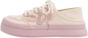 Korean Creamy Chunky Sneakers, Kawaii Anime Blue & Pink, Cute Cloud Sole with Hidden Heel Lift, Casual Trendy Shoes for Women Outfit, Gift for Daughter