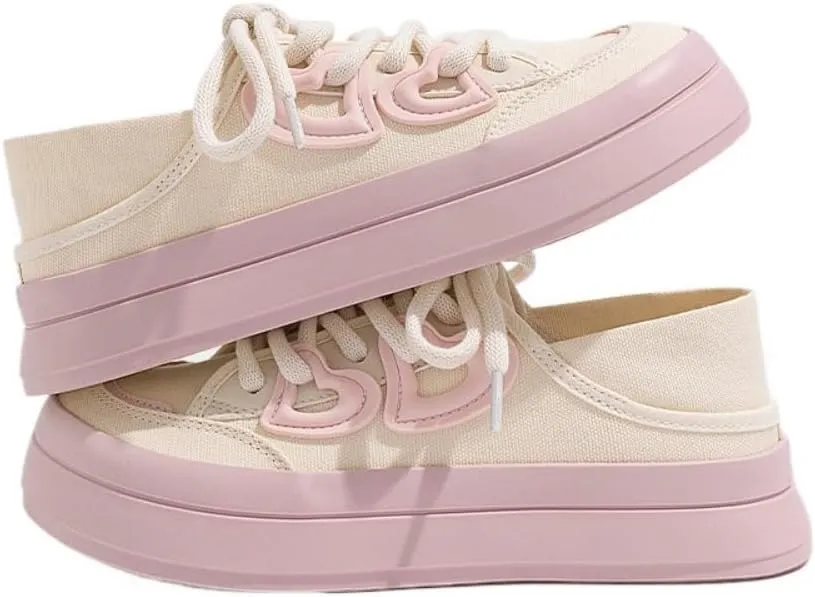 Korean Creamy Chunky Sneakers, Kawaii Anime Blue & Pink, Cute Cloud Sole with Hidden Heel Lift, Casual Trendy Shoes for Women Outfit, Gift for Daughter