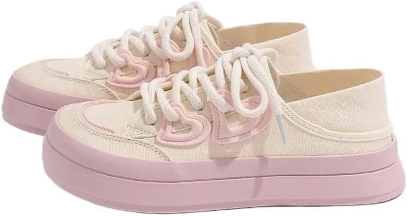 Korean Creamy Chunky Sneakers, Kawaii Anime Blue & Pink, Cute Cloud Sole with Hidden Heel Lift, Casual Trendy Shoes for Women Outfit, Gift for Daughter