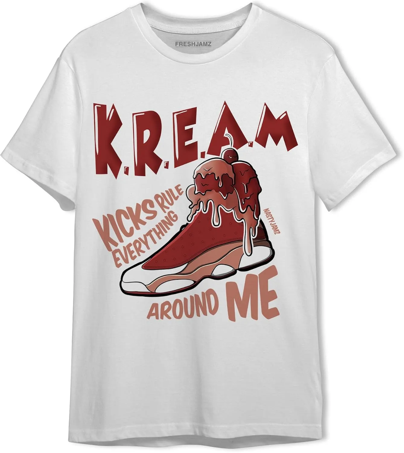 Kream Sneaker Unisex Matching 13s Dune Red Graphic T-Shirt for Men Women, Black, White