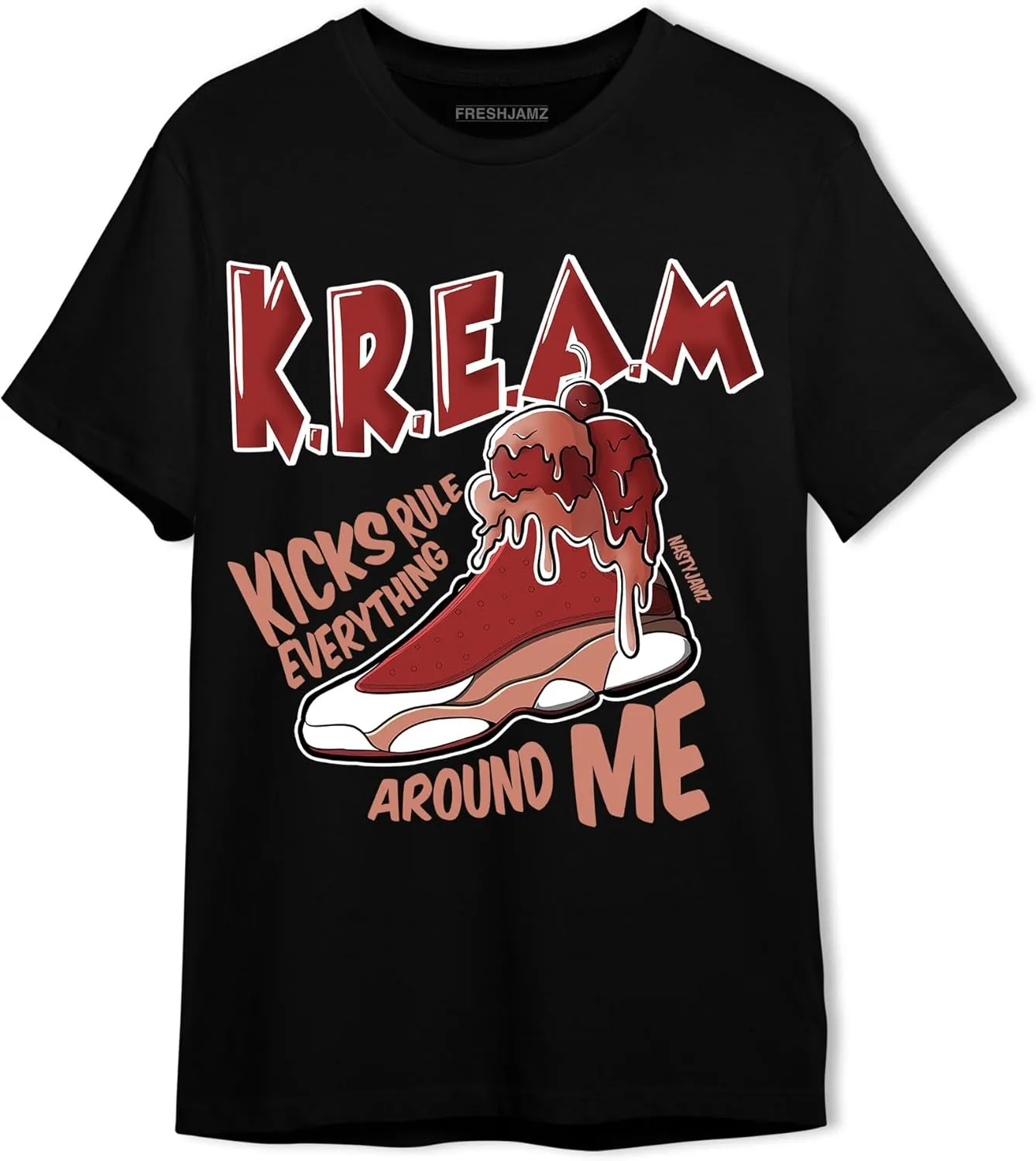 Kream Sneaker Unisex Matching 13s Dune Red Graphic T-Shirt for Men Women, Black, White