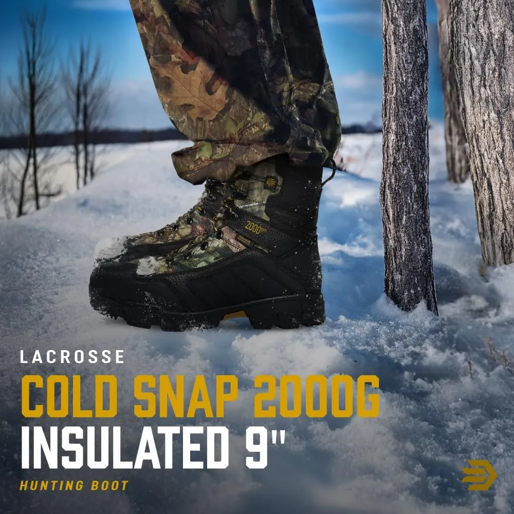 LaCrosse Men’s Cold Snap 9” Hunting Boots featuring 2000G Thinsulate Ultra Insulation, Grippy Permafrost Outsole, and Supportive EVA Footbed