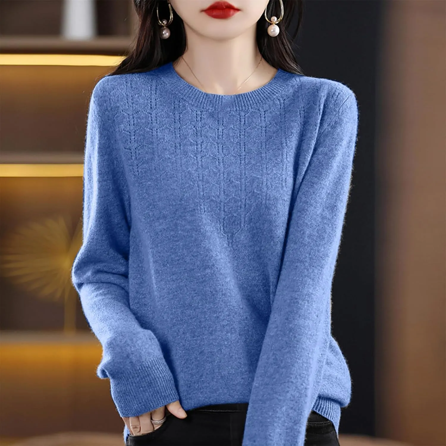 Lightweight Sweaters for Women Fall Fashion 2024 Long Sleeve Crewneck Tunic Sweater Tops Loose Soft Knit Pullovers
