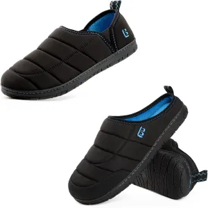 LongBay Mens Outdoor Slippers Two Tone Memory Foam Slip On Indoor House Shoes Loafers